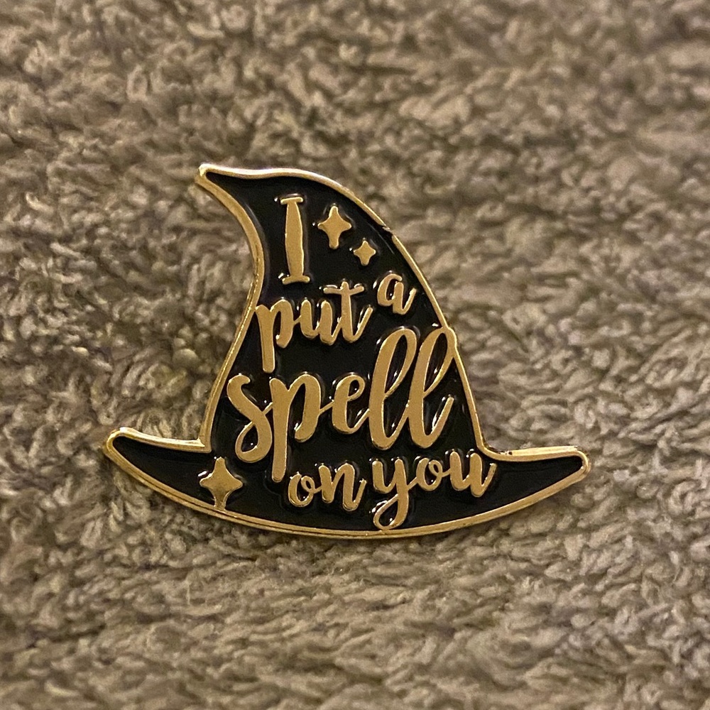 I put a spell on you witch hat lapel pin